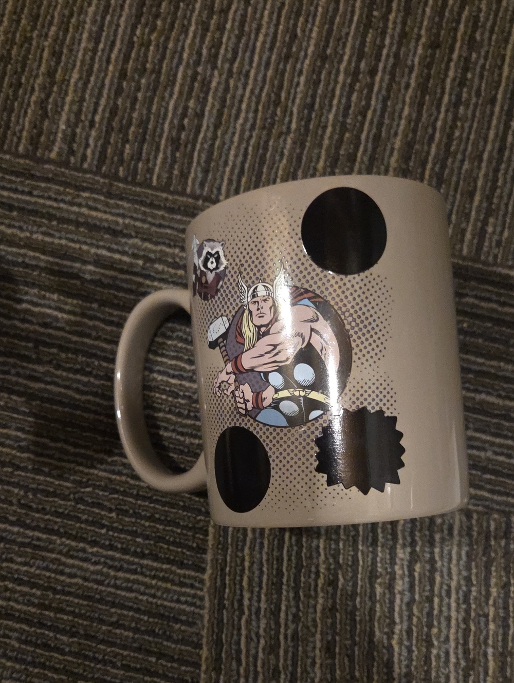 Marvel Thor Beige and Black Polka Dot Art Print Mug